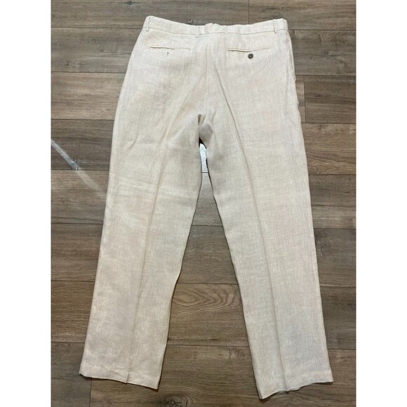 Tasso Elba Island 36x32 Beige Beach Resort Straight 100% Linen Mens Pants - Picture 7 of 8